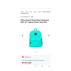 $2.94 Office Depot Brand Basic Backpack With 16 Laptop Pocket Dark为 Mint - Office Depot