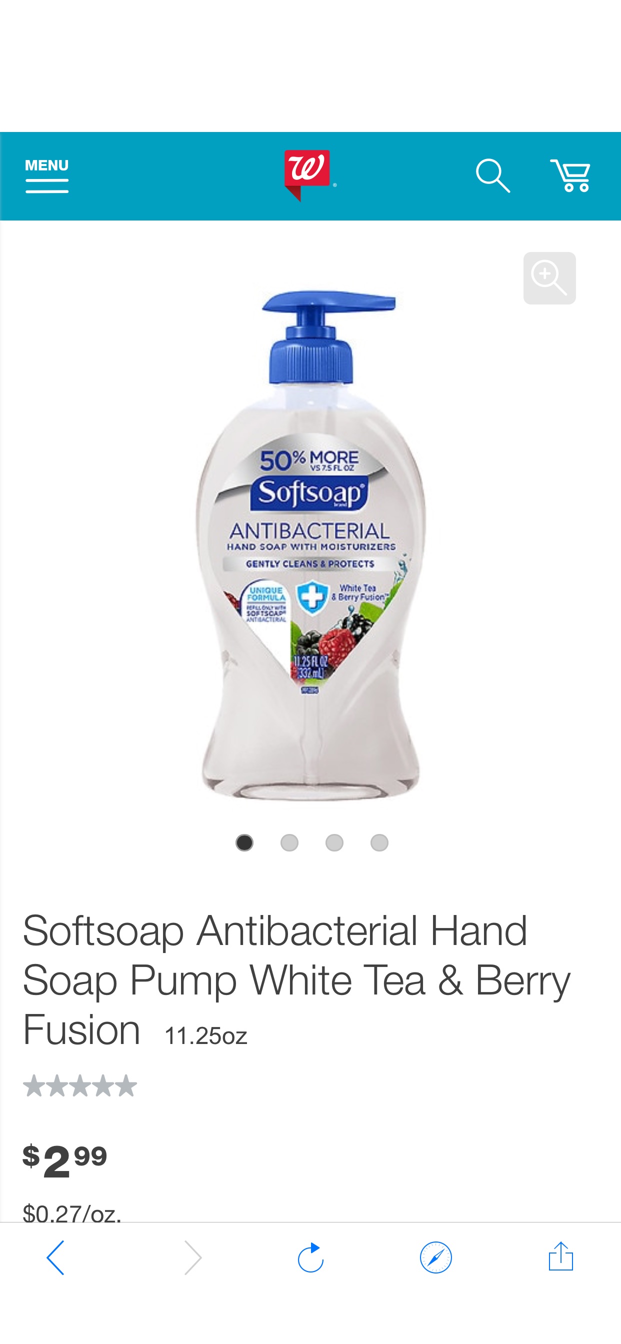 Softsoap Antibacterial Hand Soap Pump White Tea & Berry Fusion | Walgreens洗手液