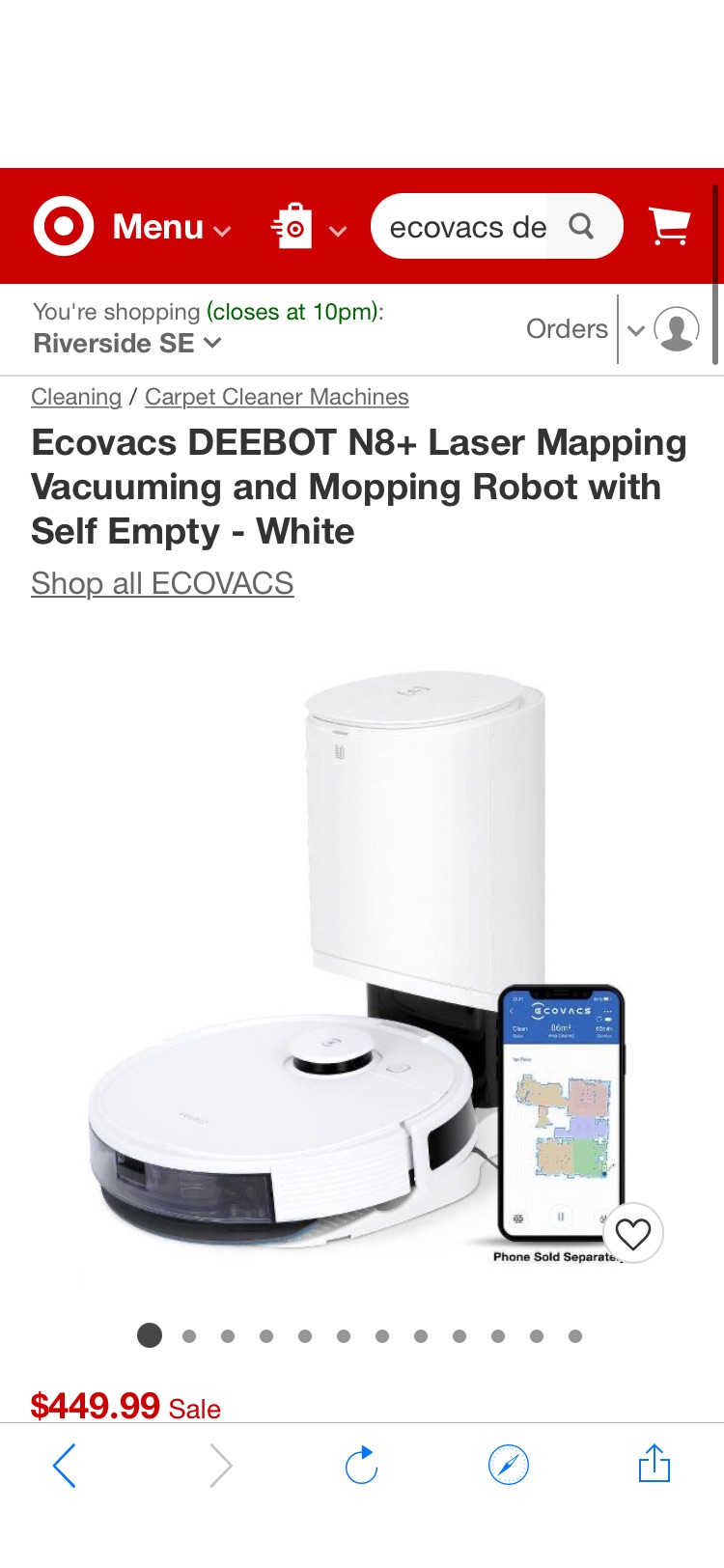 科沃斯N8+扫地机器人75折
Ecovacs Deebot N8+ Laser Mapping Vacuuming And Mopping Robot With Self Empty - White : Target