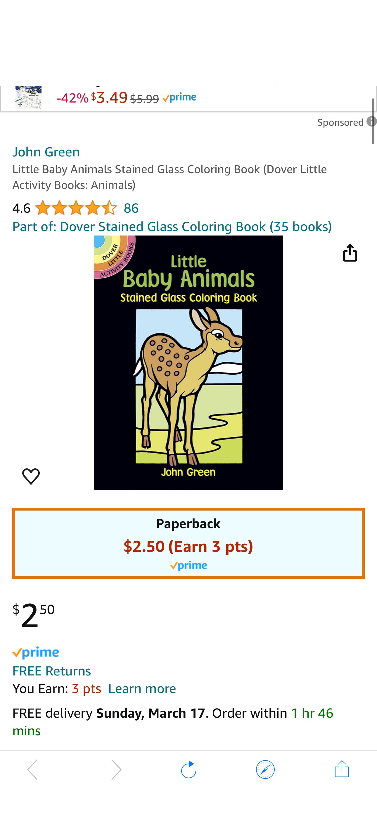 Little Baby Animals Stained Glass Coloring Book (Dover Little Activity Books: Animals): Green, John: 9780486272221: Amazon.com: Books