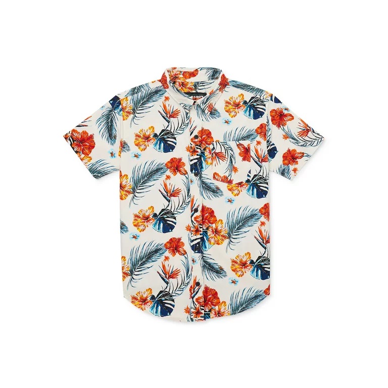 Tony Hawk Boys Short Sleeve Printed Button-Up Shirt, Sizes 8-16 - Walmart.com