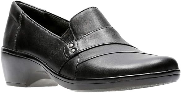 Amazon.com | Clarks Women's May Marigold Slip-On Loafer, Black Leather, 5 M US | Loafers & Slip-Ons
