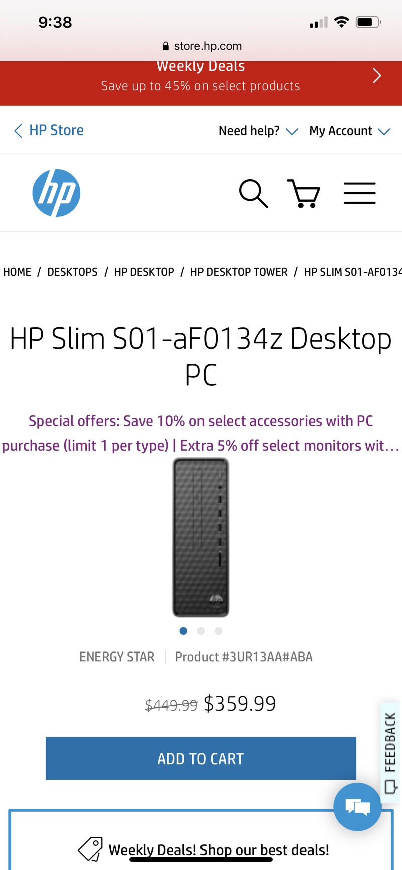 HP Slim S01-aF0134z电脑主机 Desktop PC (3UR13AA#ABA)