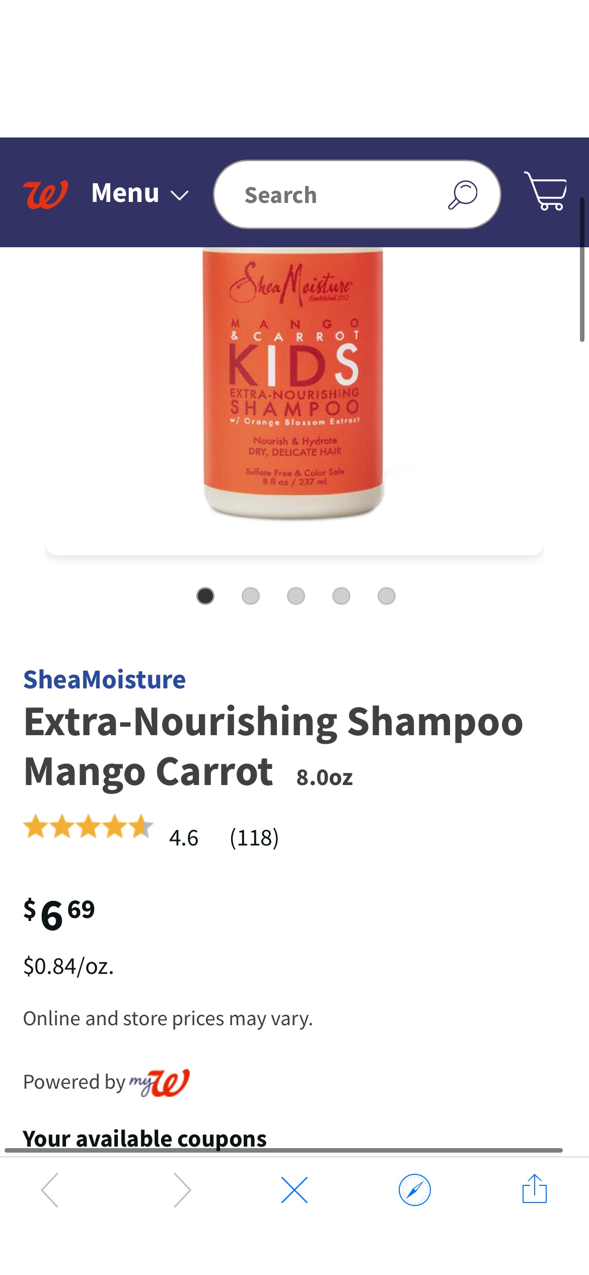 SheaMoisture Extra-Nourishing Shampoo Mango Carrot | Walgreens 促销