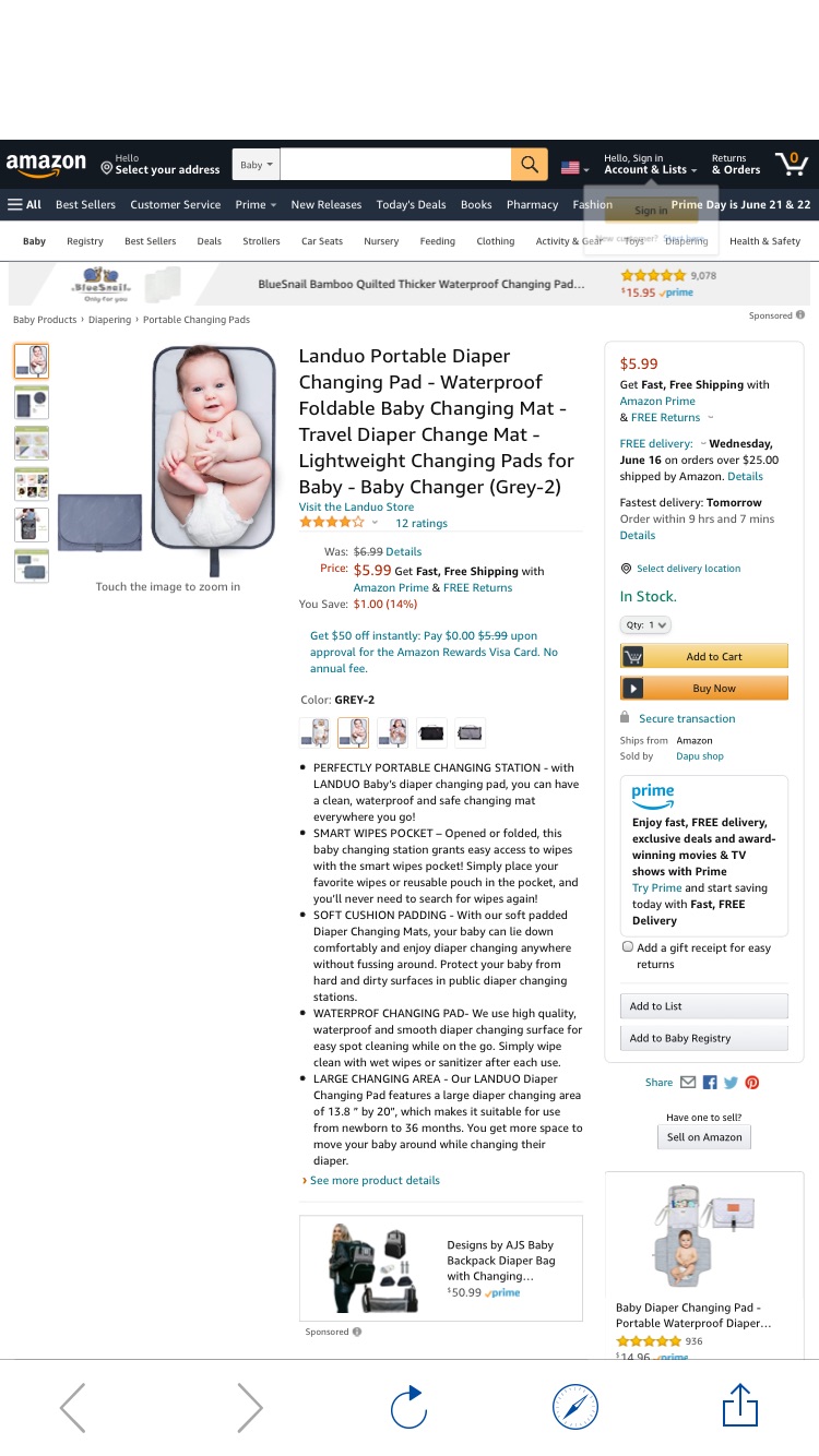 Amazon.com : Landuo Portable Diaper Changing Pad - Waterproof Foldable Baby Changing Mat - Travel Diaper Change Mat - Lightweight Changing Pads for Baby - Baby Changer (Grey-2) : Baby宝宝换尿布