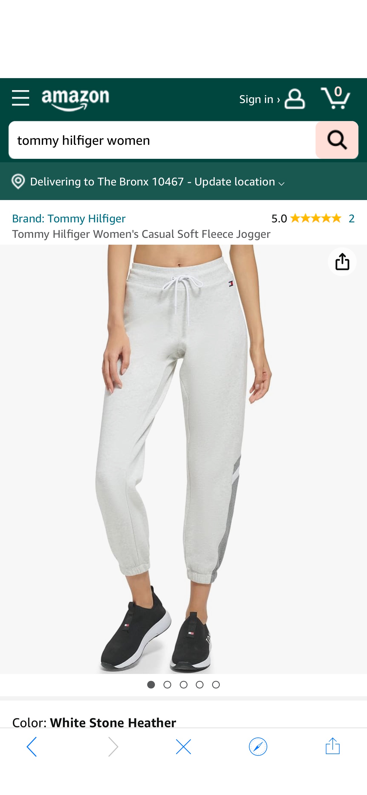 Tommy Hilfiger Women's Casual Soft Fleece Jogger, White Stone Heather at Amazon Women’s Clothing store