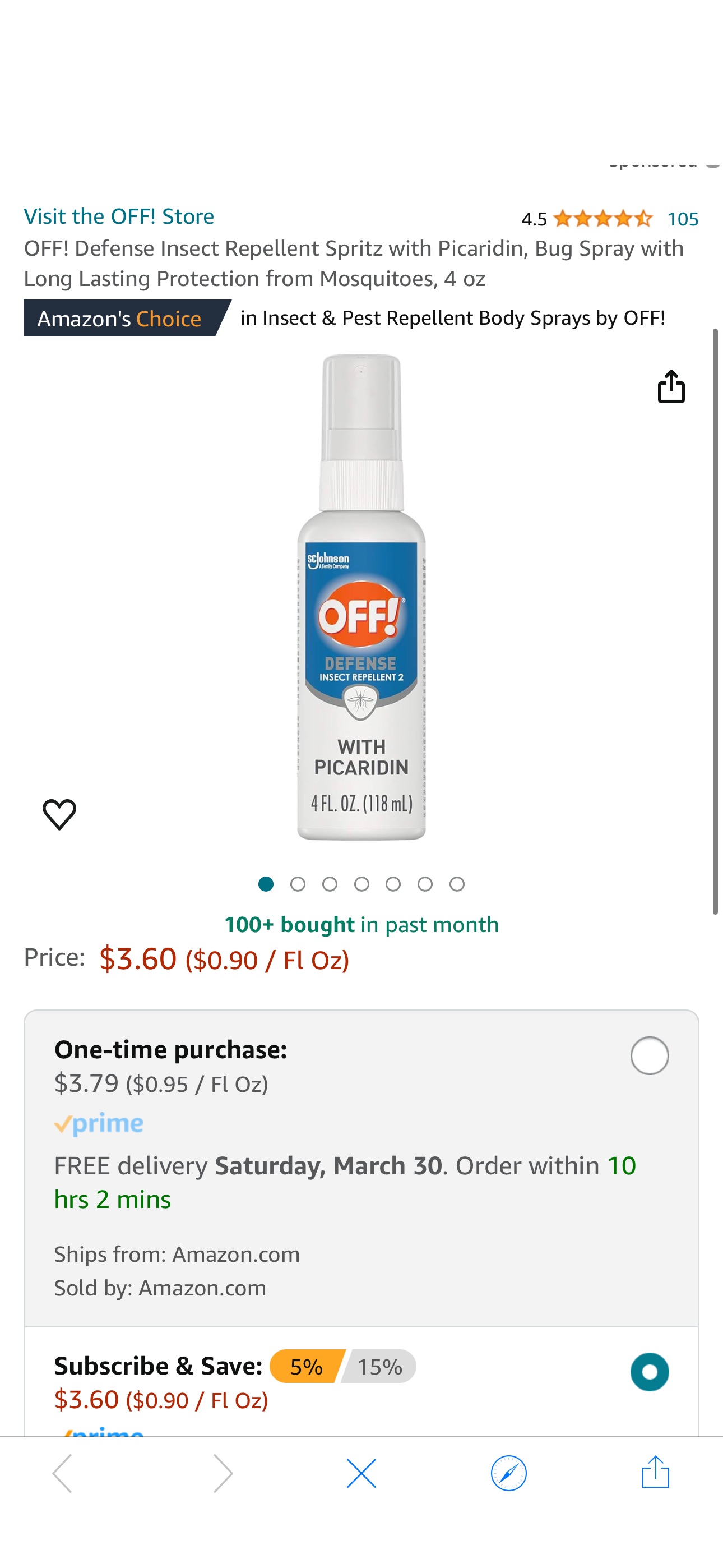 Amazon.com: OFF! Defense Insect Repellent Spritz with Picaridin, Bug Spray with Long Lasting Protection from Mosquitoes, 4 oz : Health & Household