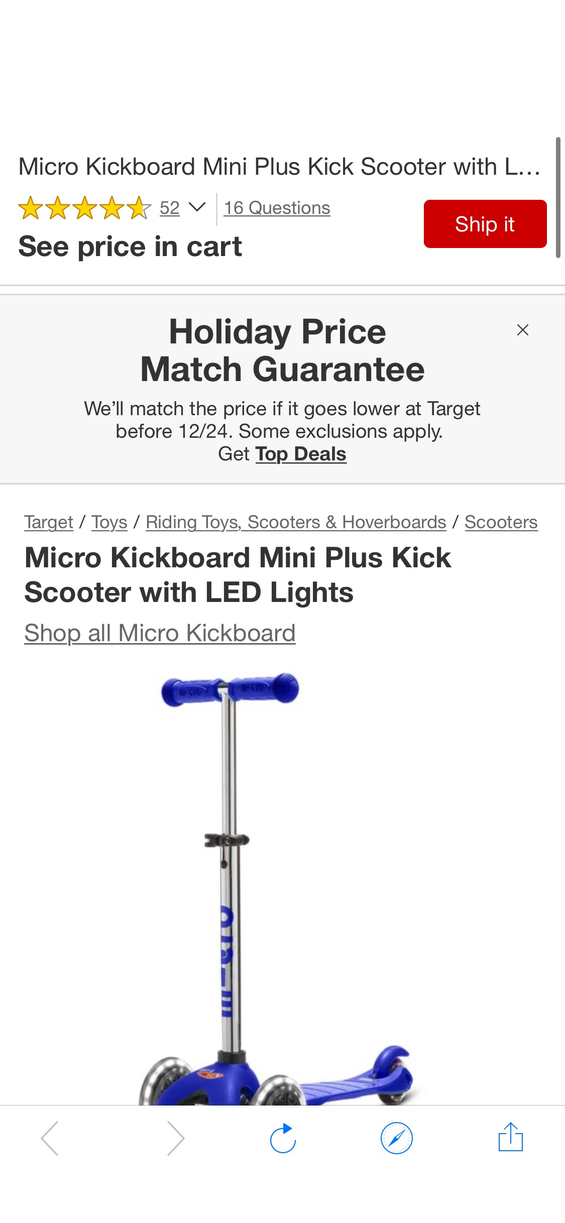 Micro Kickboard Mini Plus Kick Scooter With Led Lights - Blue 滑板车