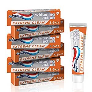 Aquafresh Extreme Clean Whitening Action Fluoride Toothpaste for Cavity Protection, Pack of 6