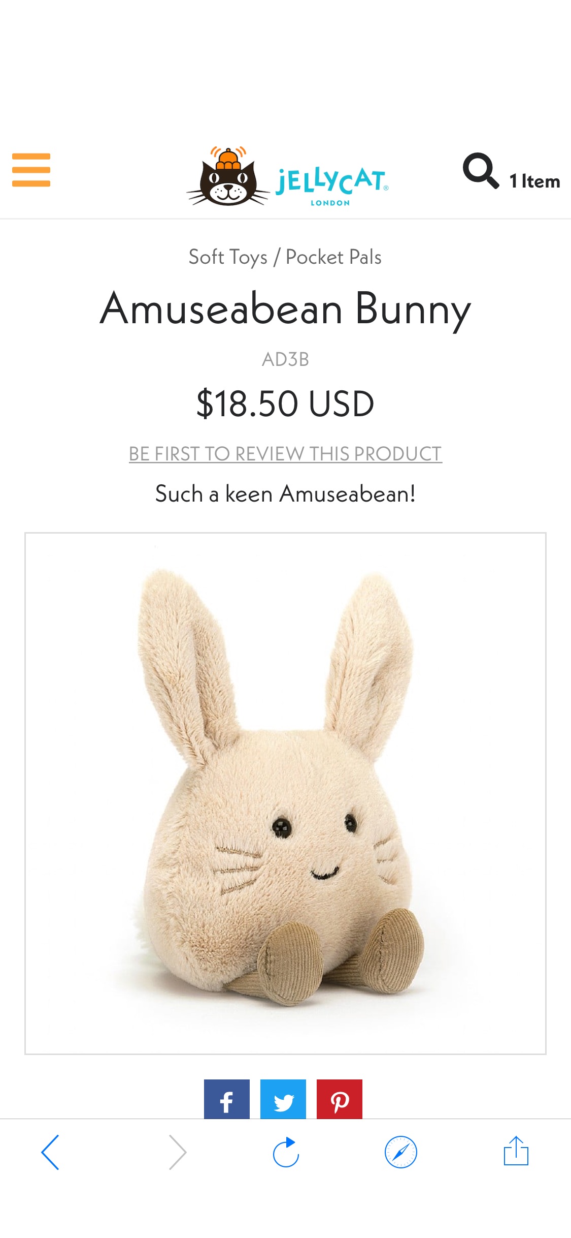 Buy Amuseabean Bunny - Online at Jellycat.com