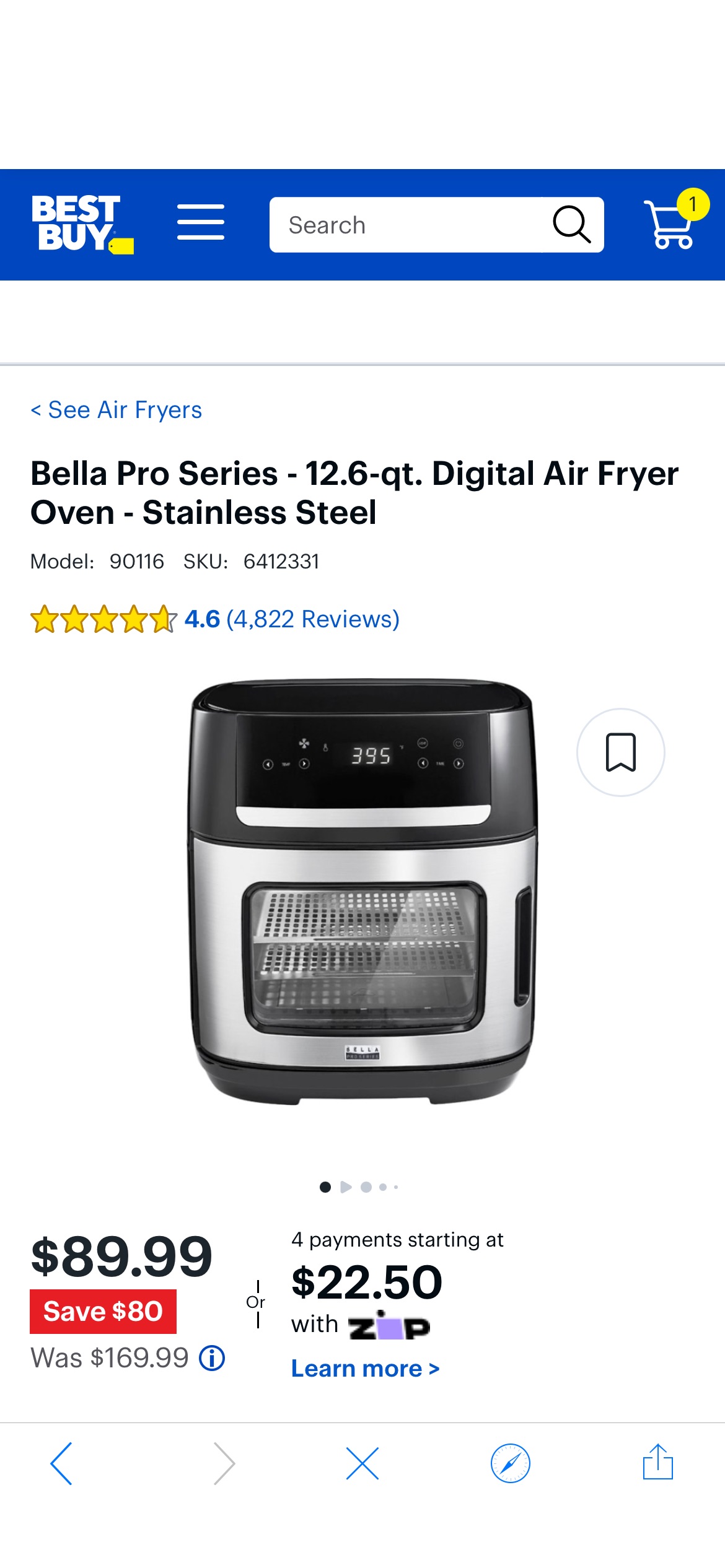 Bella Pro Series 12.6-qt. Digital Air Fryer Oven Stainless Steel 90116 - Best Buy