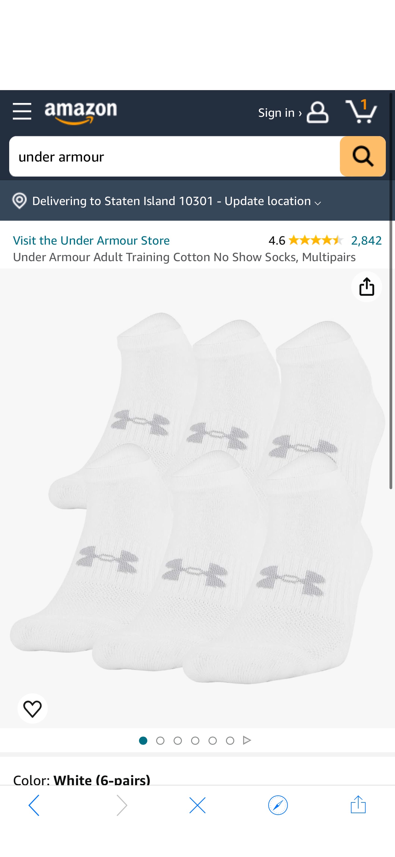 Amazon.com: Under Armour Adult Training Cotton No Show Socks, Multipairs , White (6-Pairs) , Large : Industrial & Scientific