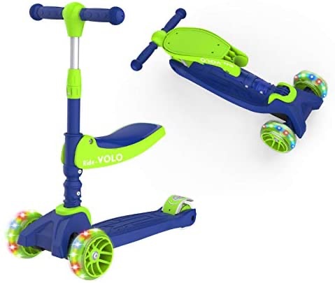 Amazon.com: RideVOLO K02 2-in-1 Kick Scooter with Removable Seat Suitable for 3-Year-Old and Above – Adjustable Height Extra-Wide Deck PU Flashing Wheels : Everything Else儿童滑板车2合一