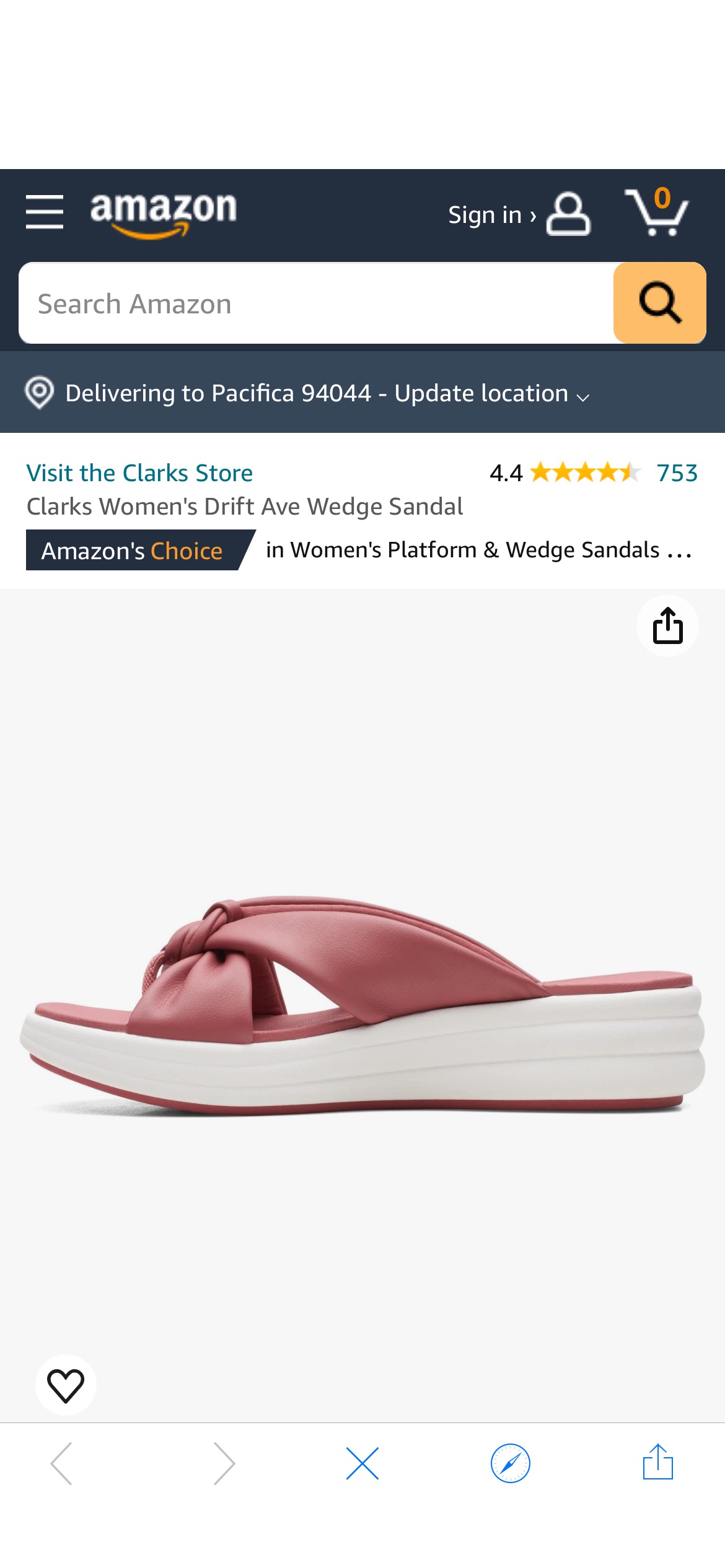 Amazon.com | Clarks Drift Ave Wedge Sandal, Dusty Rose Synthetic, 11 Medium | Platforms & Wedges