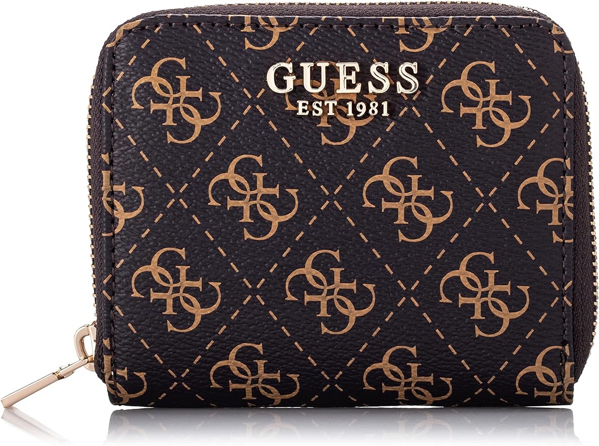 Amazon.com: GUESS womens Laurel Small Zip Around Wallet, Brown Logo, one size US : Clothing, Shoes & Jewelry