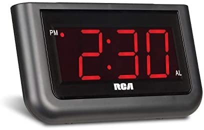 RCA Digital Alarm Clock - Large 1.4" LED Display with Brightness Control and Repeating Snooze