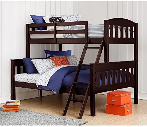 Dorel Living 艾尔利实木双层床，两张单人床，带梯子和护栏，浓缩咖啡