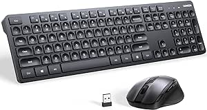 Amazon.com: UGREEN Wireless Keyboard and Mouse Combo, 2.4GHz Ergonomic Keyboard Mouse, Compact Silent Cordless Full Size Computer Keyboard, Mouse 5 DPI Levels up to 4000 