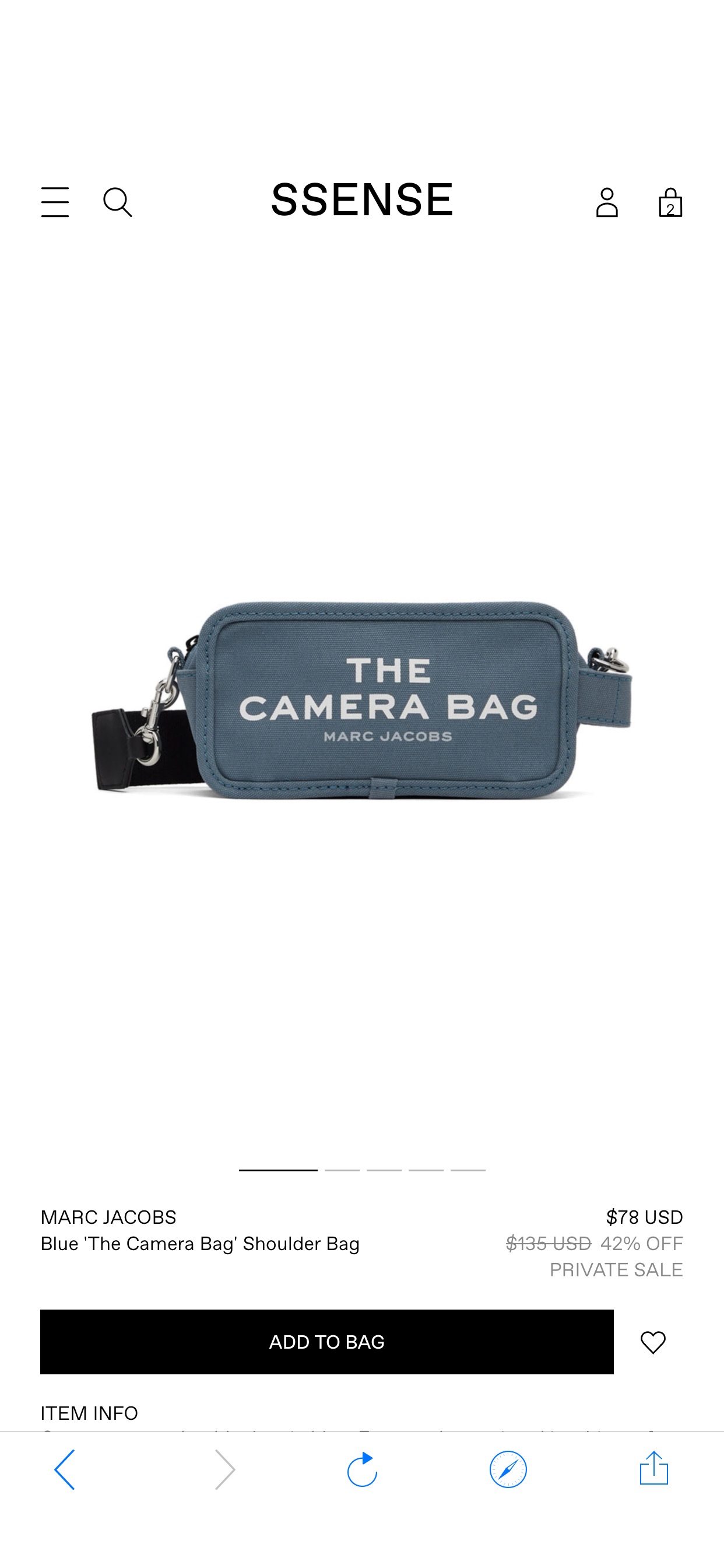 Blue 'The Camera Bag' Shoulder Bag by Marc Jacobs on Sale