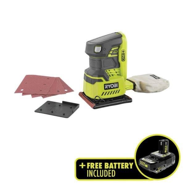 ONE+ 18V Cordless 1/4 Sheet Sander with FREE 2.0 Ah Lithium-Ion HIGH PERFORMANCE Battery