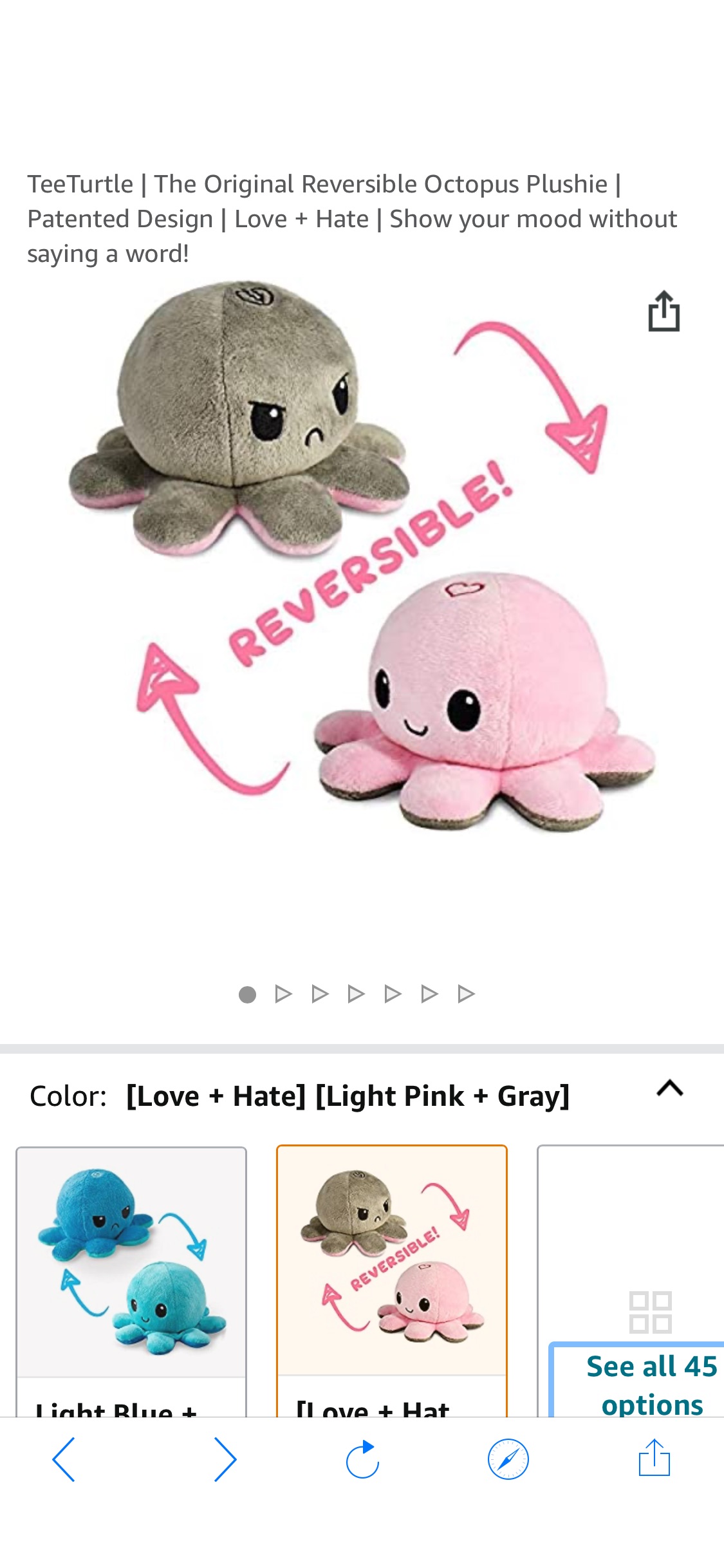 Amazon.com: TeeTurtle | The Original Reversible Octopus Plushie 布偶