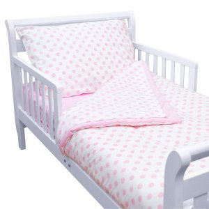 TL Care 100% Cotton Percale Toddler Bed Set, Pink, for Girls