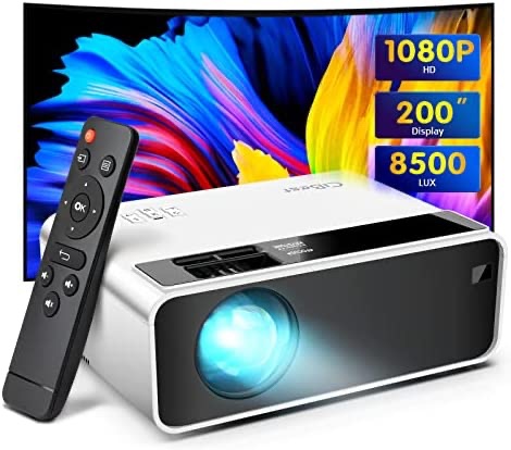Mini Projector, CiBest iPhone Projector 1080P Full HD, 2022 Upgraded 8500 Lux Outdoor Movie Projector, LED Portable Home Projector 200" Supported, Compatible with PS4, PC via HDMI, VGA, AV, and USB