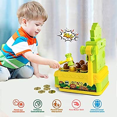VATOS Whac-A-Mole Game, Mini Electronic Arcade Game with 2 Hammers, Pounding Toys Toddler Toys for 3 4 5 6 7 8 Years Old Boys Girls, Whack A Mole Toy, Developmental Toy Interactive Toy打地鼠