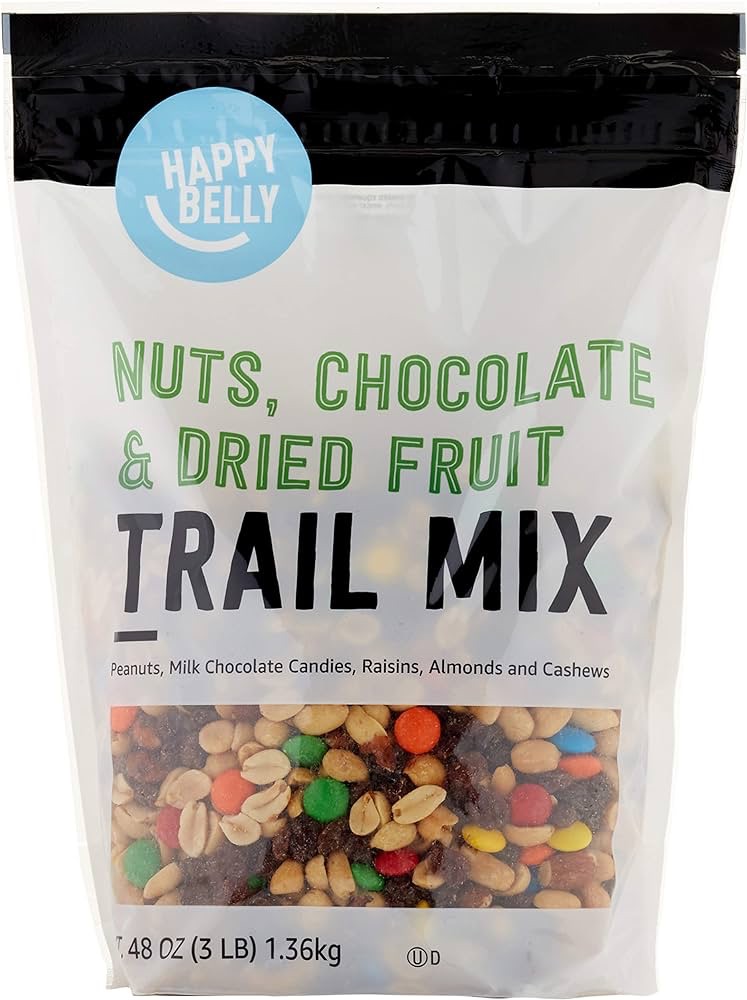 Amazon.com: Amazon Brand - Happy Belly Nuts, Chocolate & Dried Fruit, Trail Mix, 3 Pound (Pack of 1)