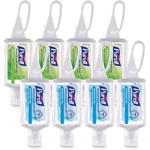 PURELL Advanced Hand Sanitizer, 1 fl oz travel size flip-cap bottle with JELLY WRAP Carrier (Pack of 8)