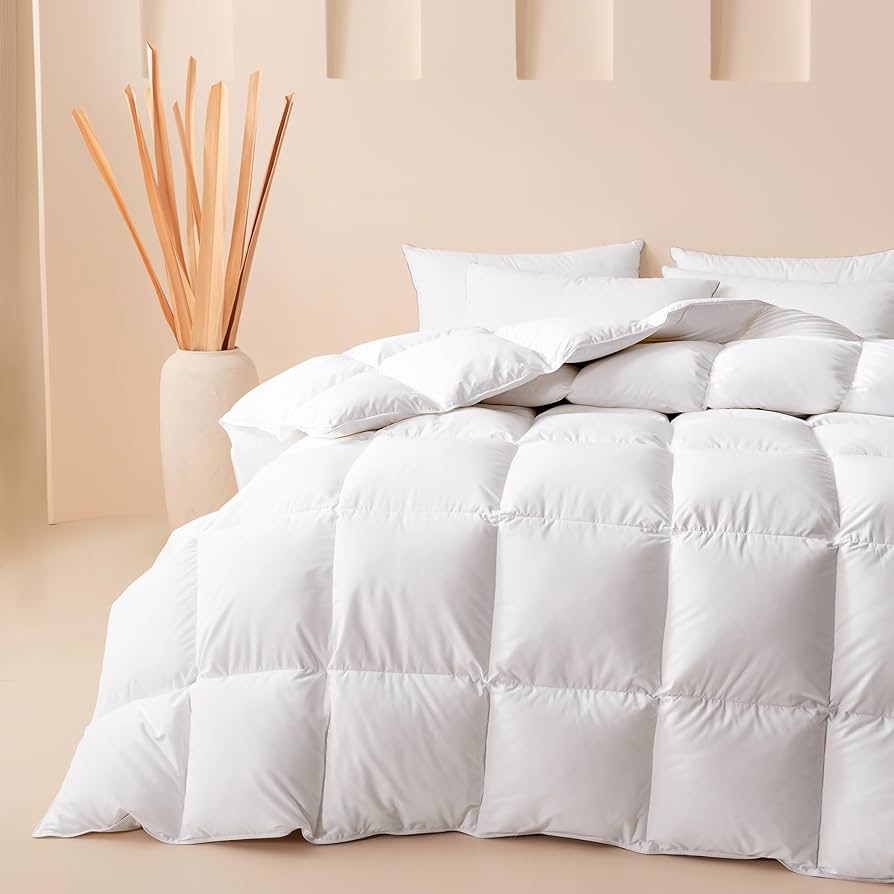 Amazon.com: Cosybay Goose Feather Down Comforter King Size, Ultra Fluffy Down Duvet Insert, All Season White 100% Cotton Cover Luxury Hotel Bed Comforter with Corner Tabs, 106"x90" : Home & Kitchen