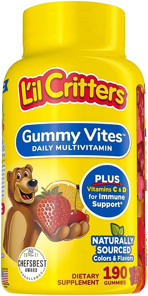 L'il Critters Gummy Vites Daily multivitamin: Vitamins C, D3 and Zinc for Immune Support 190 ct