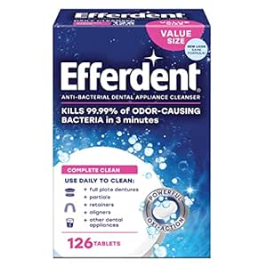 Amazon.com : Efferdent Retainer Cleaning Tablets, Denture Cleanser Tablets for Dental Appliances, Complete Clean, 126 Tablets : Health &amp; Household