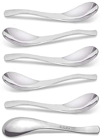 Amazon.com: Spoons, Spoons 勺子6个Stainless Steel 18/10, Curry Spoons, AOOSY 6.3 inches Heavy-weight Modern Stylish Thick Short handle 304 Stainless Steel Table Spoon for