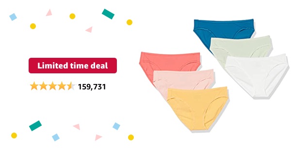 Limited-time deal: Amazon Essentials Women's Cotton Bikini Brief Underwear (Available in Plus Size), Multipacks