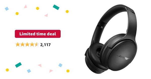 Limited-time deal: Bose QuietComfort Wireless Noise Cancelling Headphones, Bluetooth Over Ear Headphones with Up To 24 Hours of Battery Life, Black
