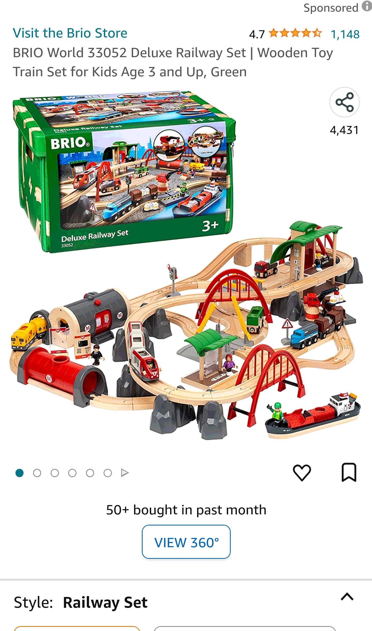 BRIO World 33052 Deluxe Railway Set | Wooden Toy Train Set for Kids Age 3 and Up, Green : Toys & Games