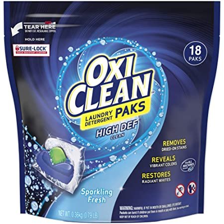 OxiClean High Def Clean Sparkling Fresh Laundry Detergent Paks, 18 Count
