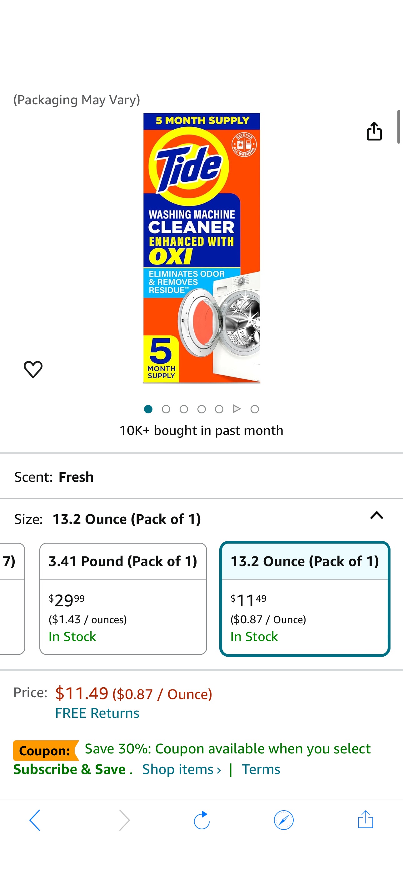 Amazon.com: Washing Machine Cleaner by Tide, Washer Machine Cleaner with Oxi for Front and Top Loader Washer Machines, Deep Cleaning Residue & Odor Eliminator, 5 Month Supply (Packaging May Vary) : He