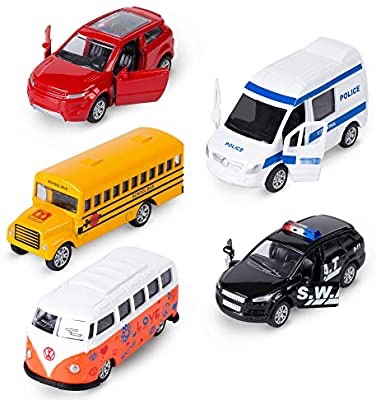 Amazon.com: KIDAMI Die-cast Metal Toy Cars Set of 5, Openable Doors, Pull Back Car, Gift Pack for Kids (Official Car): Toys & Games金属玩具车