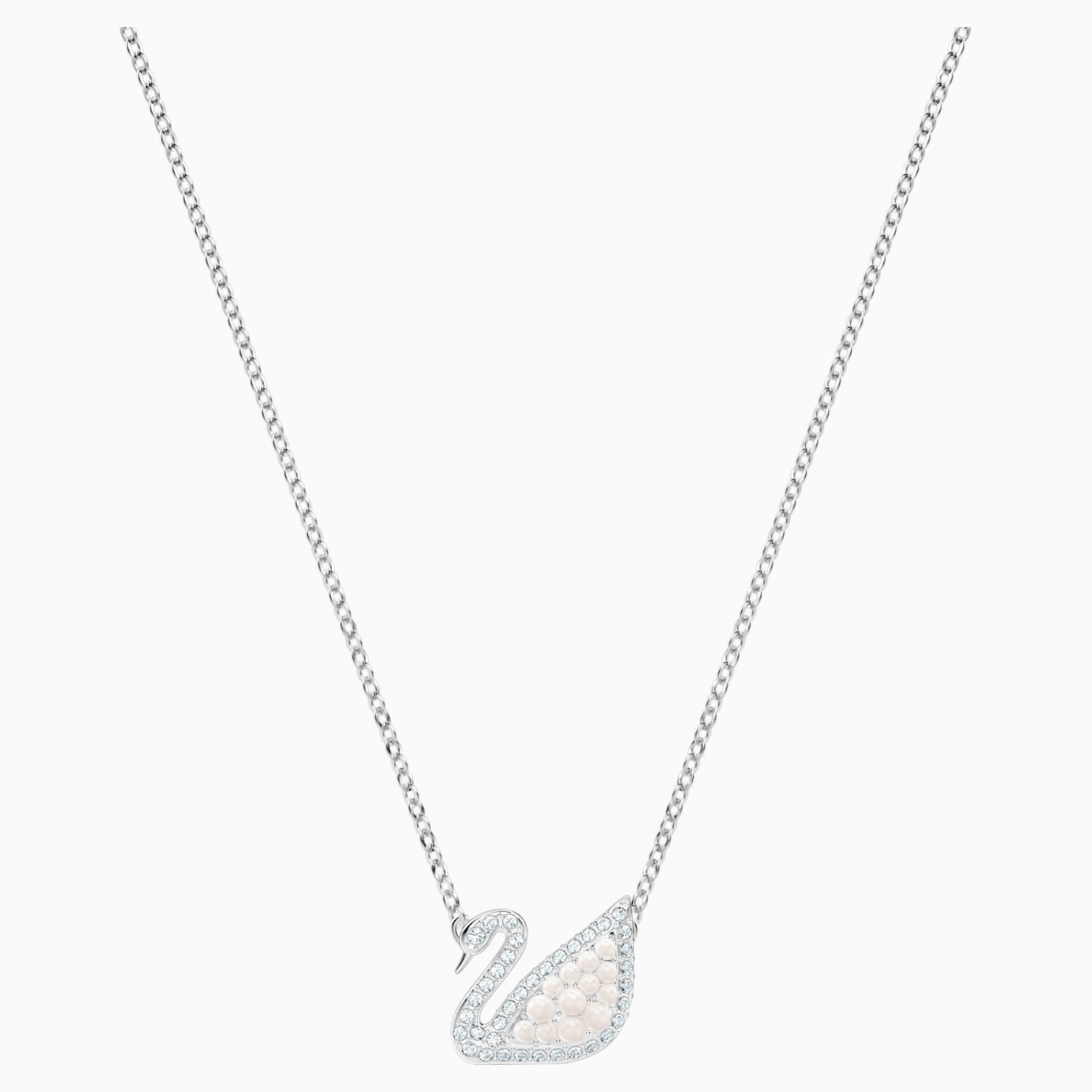 Swarovski 天鹅项链Iconic Swan Necklace, White, Rhodium plated | Swarovski.com