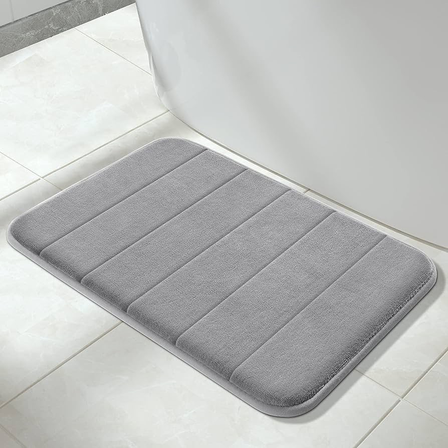 Amazon.com: Yimobra Memory Foam Bath Mat Rug, 24 x 17 Inches, Comfortable, Soft, Super Water Absorption, Machine Wash, Non-Slip, Thick, Easier to Dry for Bathroom Floor Rugs, Grey : Home & Kitchen