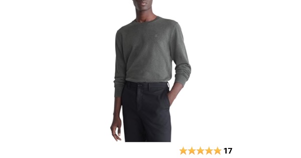 Calvin Klein Men's Compact Cotton Crewneck Sweater 高级灰 M码