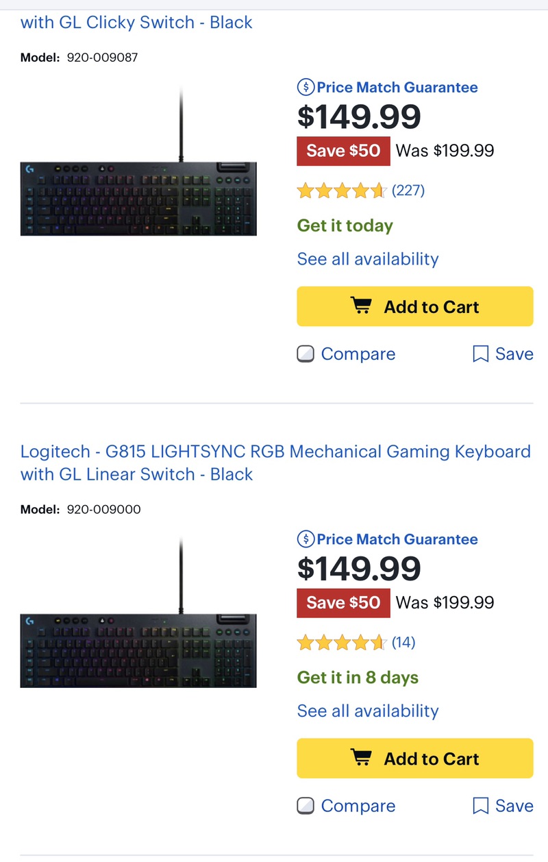 Logitech G815 机械键盘好价