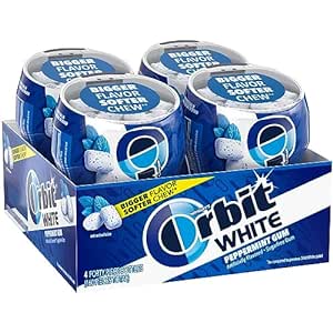 Amazon.com : ORBIT Gum White Peppermint Sugar Free Chewing Gum Bulk Pack, 40 Piece Bottle (Pack of 4) : Grocery &amp; Gourmet Food