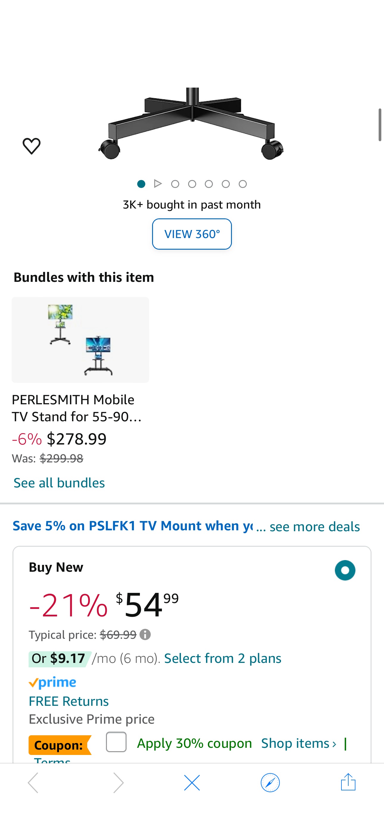 Amazon.com: PERLESMITH Mobile TV Stand coupon