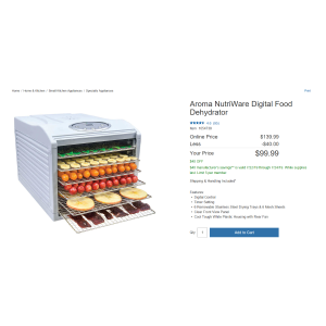$99.99 Aroma電子乾果機