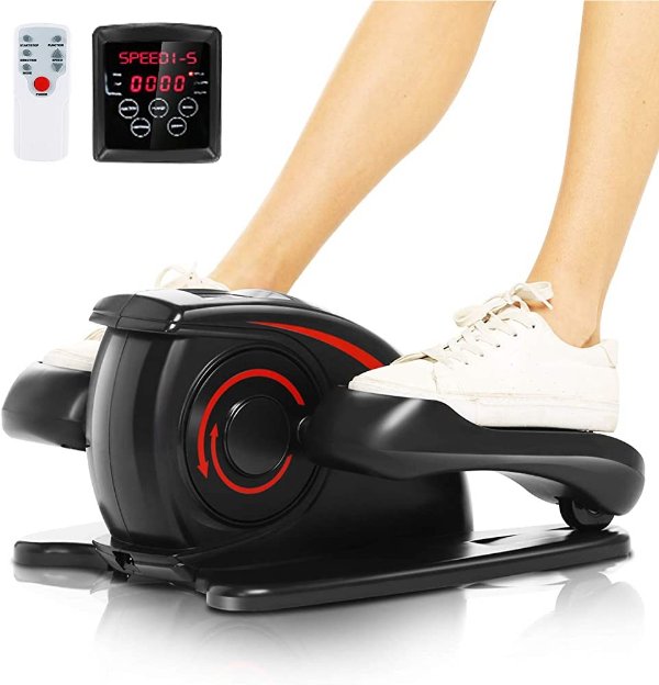 ANCHEER Under Desk Electric Mini Elliptical Machine, Remote Control Portable Exercise Elliptical Trainer with Large Pedal, LCD Monitor Compact Trainer for Home & Office Gymshark
