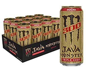 Monster Energy Java 300 Triple Shot Robust Coffee + Cream 15 Oz Pack, Mocha, 180 Fl Oz, Pack of 12