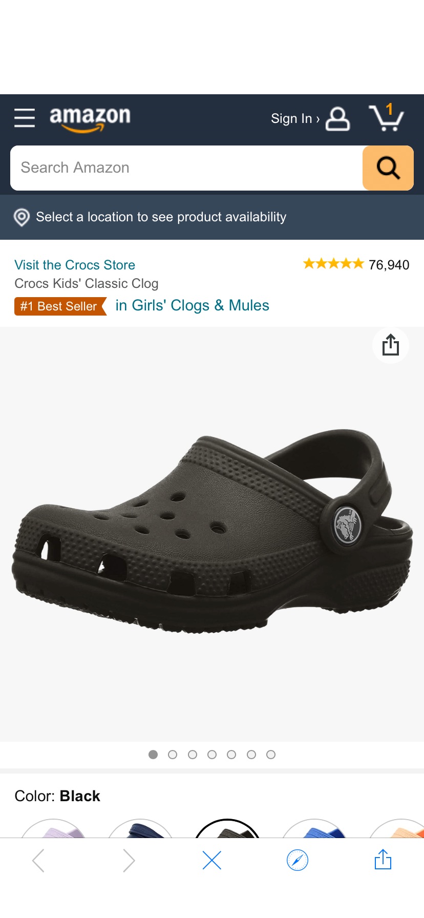 Amazon.com | Crocs Kids' Classic Clog , Black, 4 Big Kid | Clogs & Mules大童款